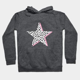 Dalmatian Print, Black and Pink Star Hoodie